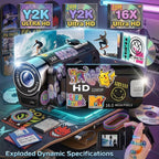 Prime 1080P Portable Digital Camcorder with Rotate Screen, Rechargeable Battery & 32G Card