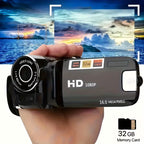 Prime 1080P Portable Digital Camcorder with Rotate Screen, Rechargeable Battery & 32G Card